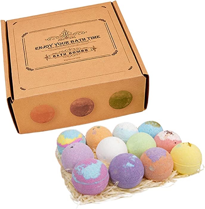 XGZ Bath Salt Bombs,12pcs Handmade Fizzies Bath Ball with Essential Oil and Salt for Moisturize Dry Skin,Shower Bombs Aromatherapy