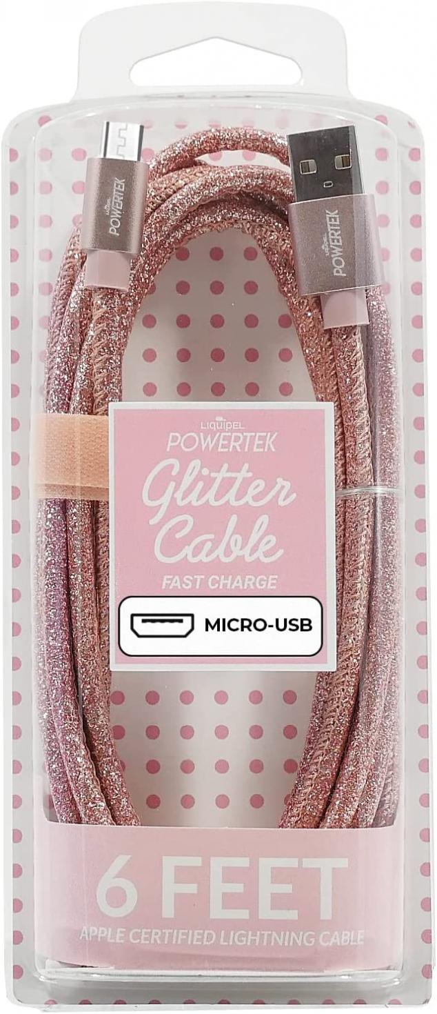 Liquipel Powertek Micro USB Charger Cable for Cell Phones & Electronic Devices, 6FT (Rose Gold)