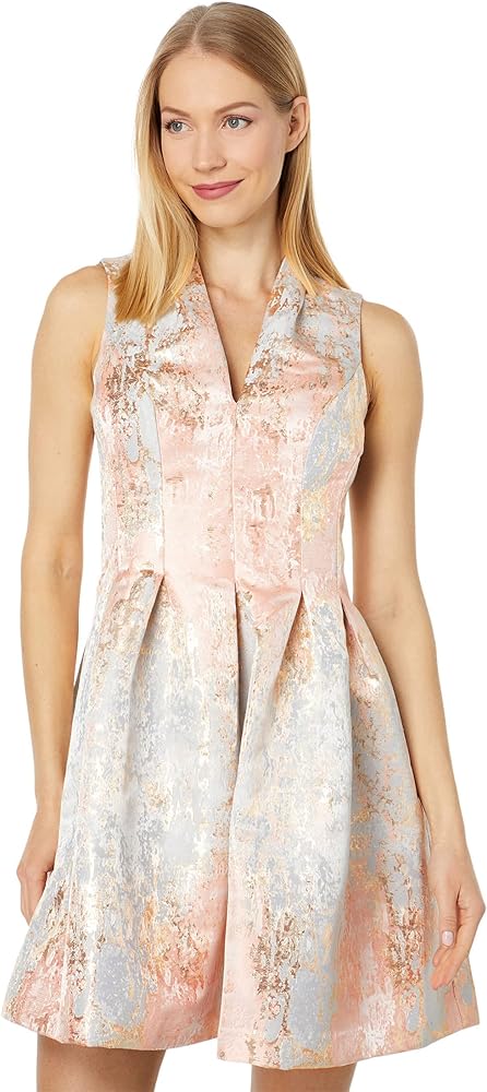 Vince Camuto Jacquard Sleeveless Fit & Flare Dress