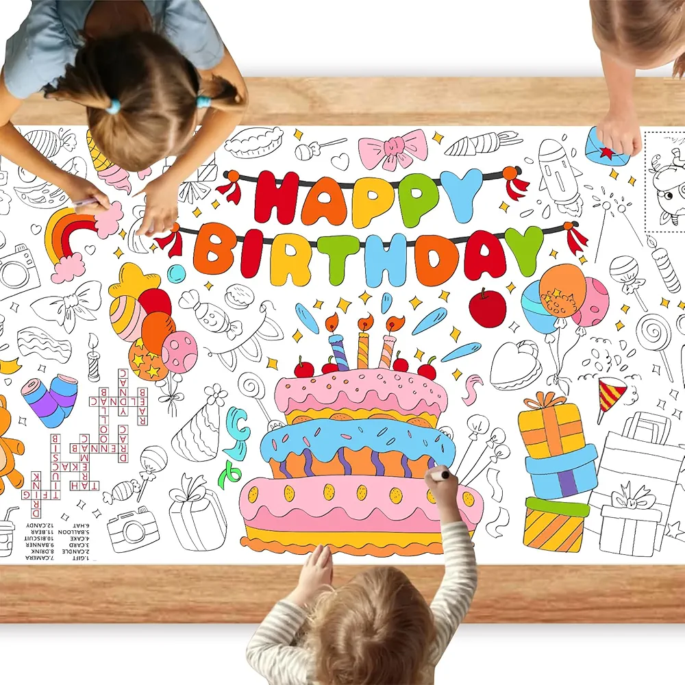 Giant Coloring Poster for Kids - Birthday Coloring Poster for Classroom Wall Decorations Large Coloring Tablecloth Activity Table Cover for School Party Special Events 31.5 x 72 Inch