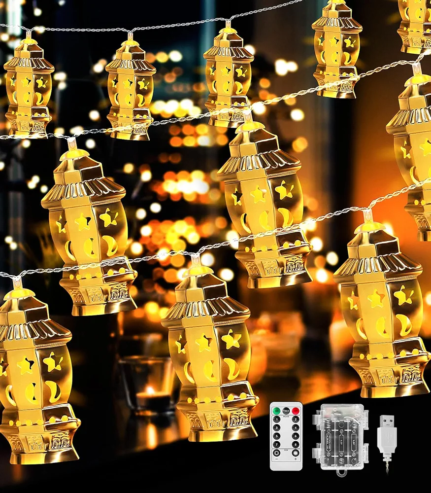 AceList 20 LED Lantern String Lights for Room Decor, Fairy Lights with Remote Control for Outdoor and Indoor, Moroccan Lights for Birthday, Wedding, Camping, Halloween and Christmas (Warm)