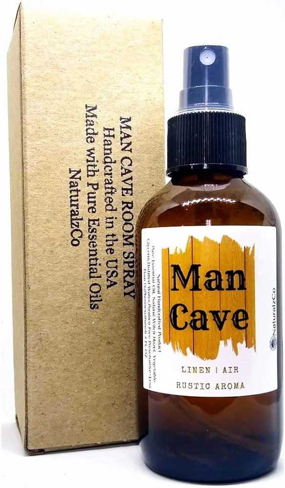 Rustic Man Cave Spray - Men's Room Spray | Natural, Pure Essential Oil Spray | In The Woods Scent 4 FL OZ by NaturalzCo