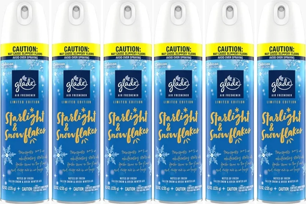 Glade Air Freshener Room Spray, Starlight & Snowflakes, 8.3 oz, 6 Count