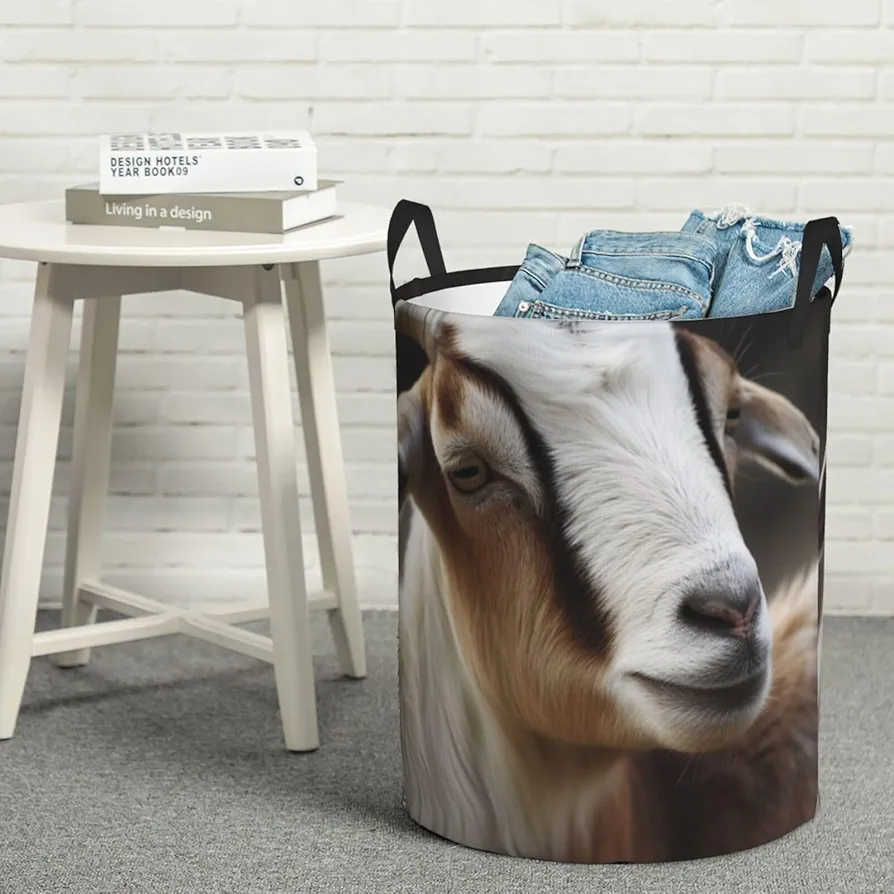 Large Laundry Basket Animals Goat Laundry Hamper Collapsible Laundry Baskets Freestanding Waterproof Laundry Bag for Bedroom Bathroom Laundry Room