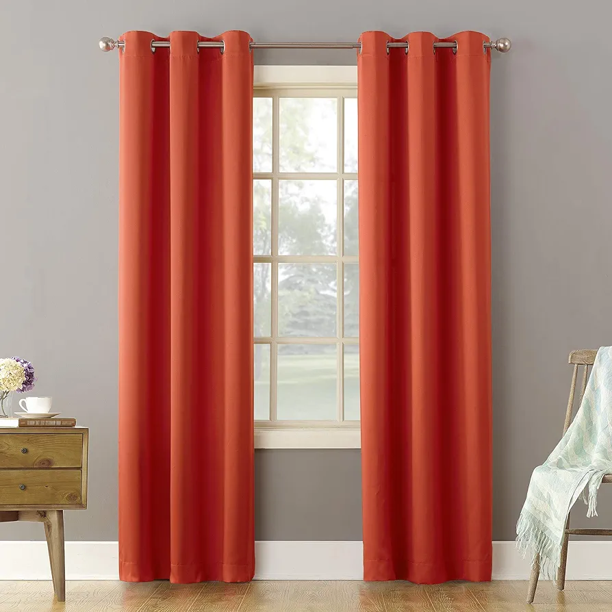 Sun Zero Becca Energy Efficient Grommet Curtain Panel, 40" x 95", Tangerine