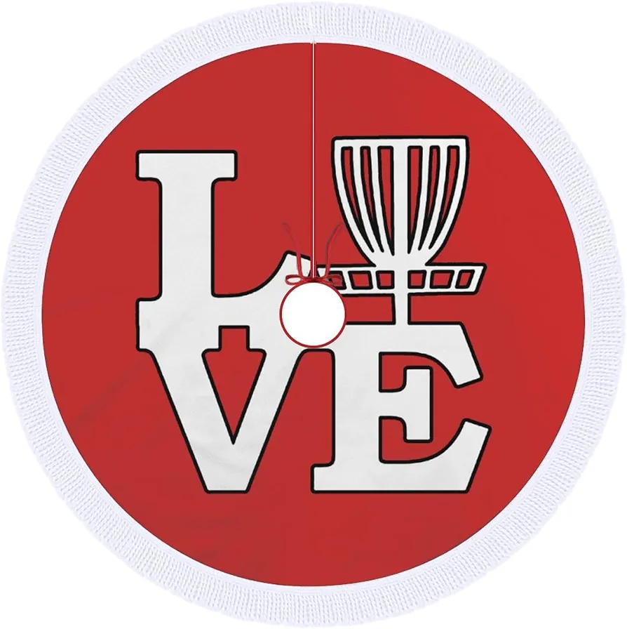 Disc Golf Love Christmas Tree Skirt Mat Party Decorations Indoor Outdoor Living Room Home Decor 30"x30"