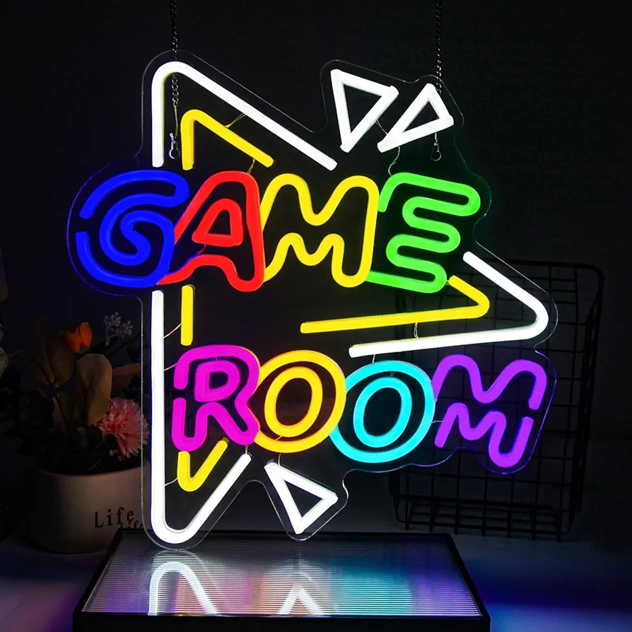 Gameroom Large Neon Sign 15.7"x16.1" Colorful LED Neon Lights for Wall Gamer room Bedroom Gaming Zone Teens Boys Room Decor Powered by USB