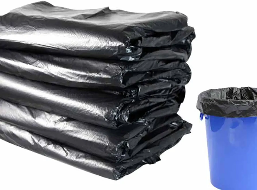 100pcs Black Disposable Clean Garbage Bags Not Leak Bulk Plastic Home Kitchen Office Saving Recycled Trash Bag Outdoor Travel Dinner Hotel Restaurant Room Commercial Use Car Backup Bathroom Toilet