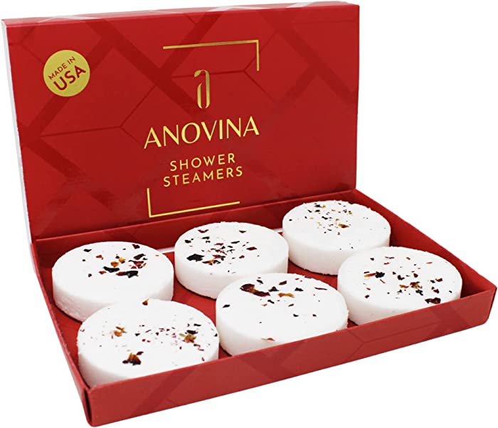 Anovina Shower Steamers | Jasmine & Fresh Cut Rose | Aromatherapy Diffuser Set | 6 Pack | Bath Bombs for The Shower | Aromatic Melts