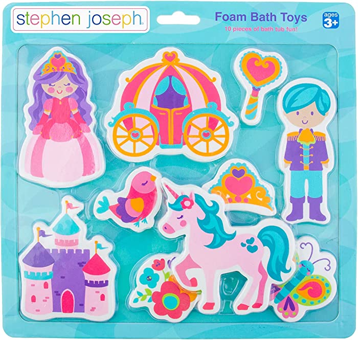 Stephen Joseph, Floating Foam Bath Character 10-Piece Toy Set, Princess (SJ1148)