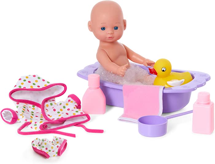 Kidoozie Bathtime Baby, 12-Inch Doll, Bath tub and Accessories for Kids, Pretend Play, Ages 3 and up (G02566)