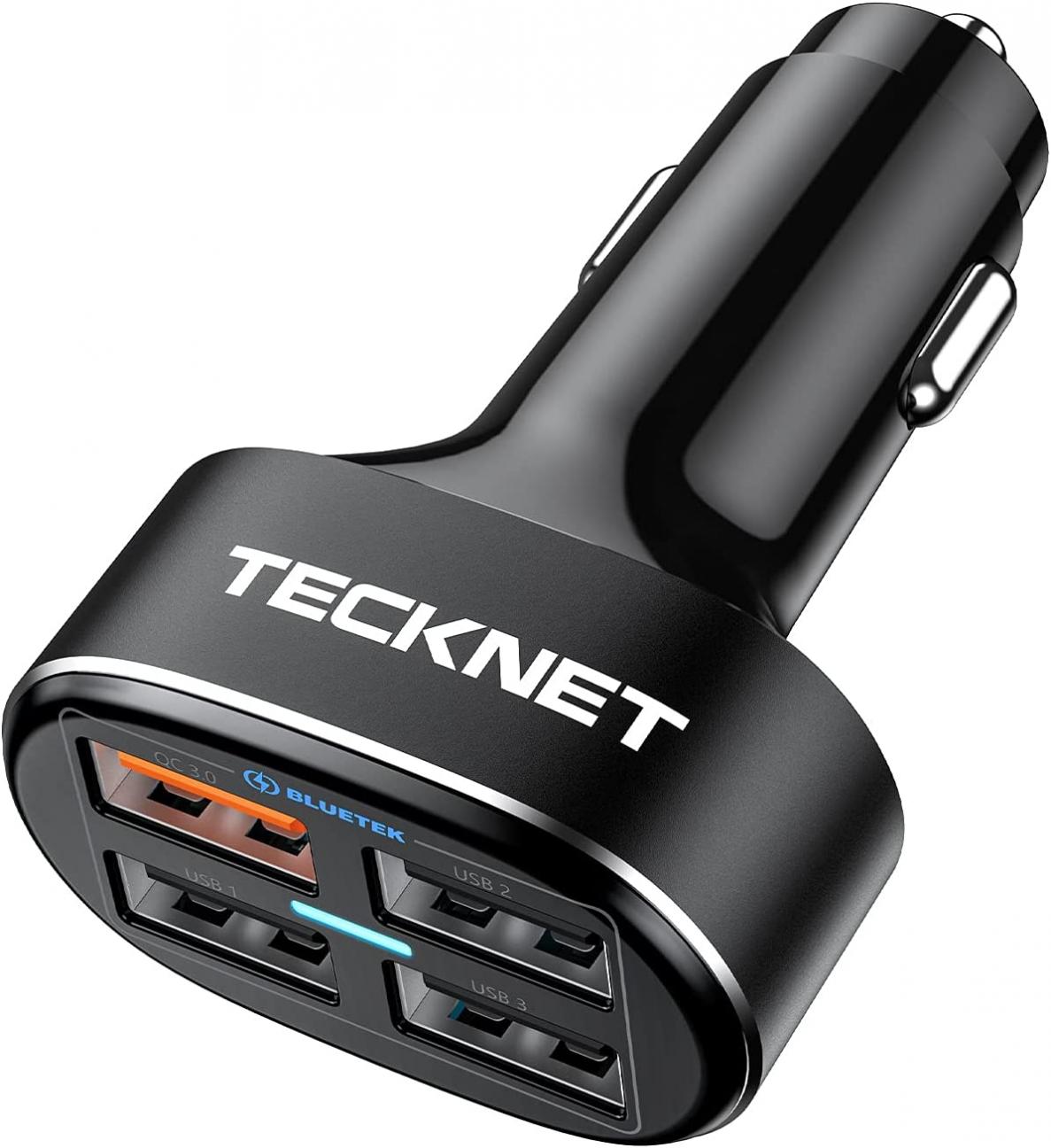 TECKNET USB Car Charger 54W 4-Port USB Car Charger Adapter QC 3.0 Port Compatible with iPhone 14 Pro Max/14 Plus/iPhone 13 12 11 Pro Max X XR XS 8 Samsung Galaxy Note 20/10 S21/20/10 Google Pixel