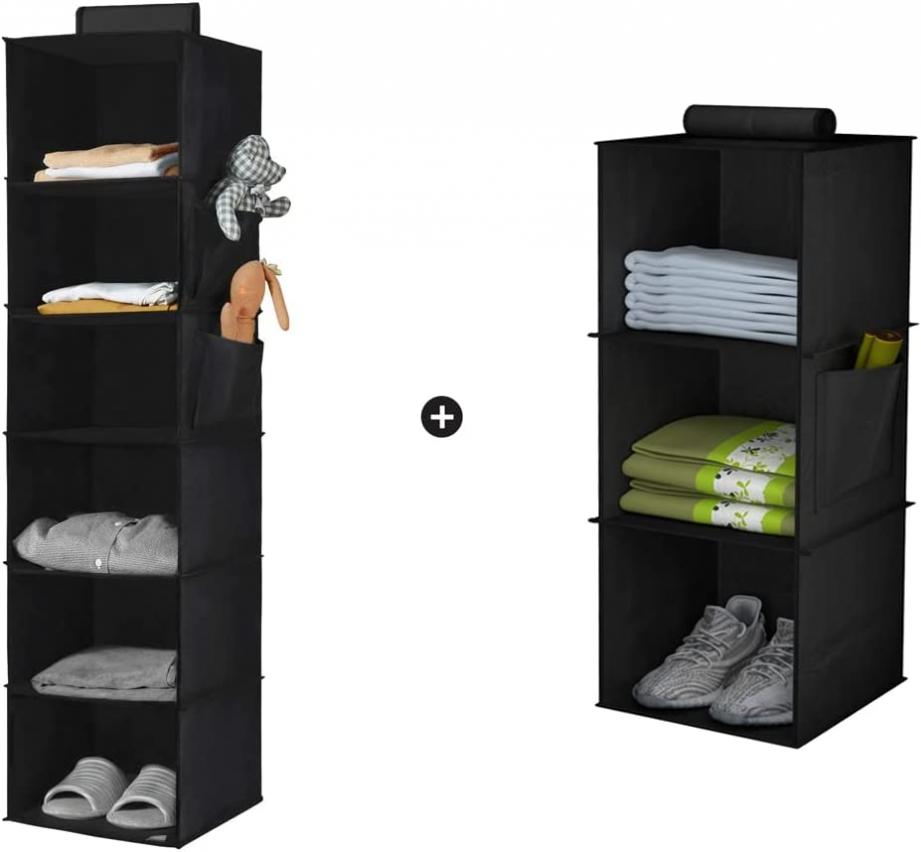 6-Shelf Hanging Closet Organizer, 3-Shelf Closet Hanging Storage Shelves