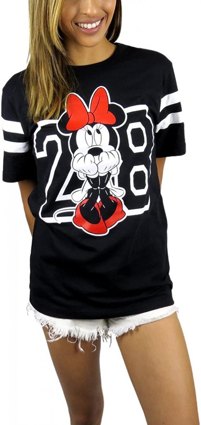 Disney Womens Minnie Mouse Varsity Football Tee