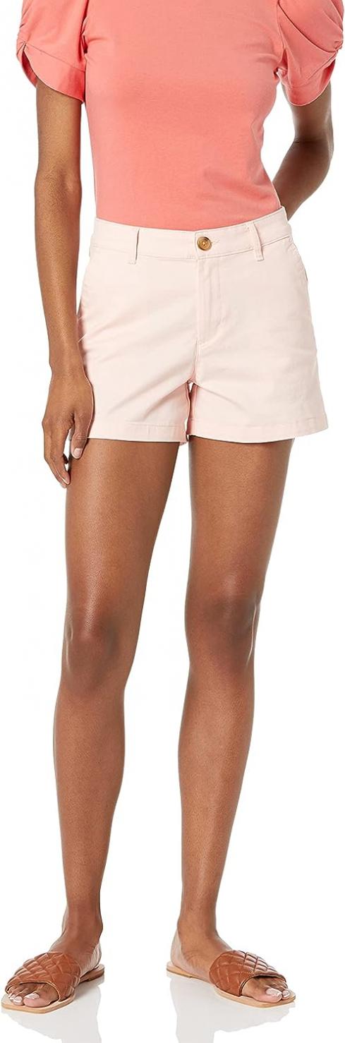 Amazon Essentials Women's Mid-Rise Slim-Fit 3.5 Inch Inseam Khaki Short