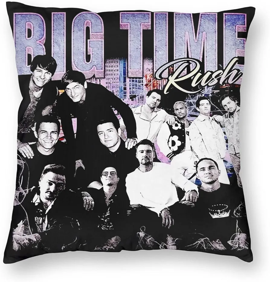 KRUMHOLZ Big Time Music Rush Throw Pillow Covers 16"x16" Square Decorative Couch Pillow Case Soft Cozy Vintage Pillowcase Winter Home Decorations for Sofa Bed Living Room