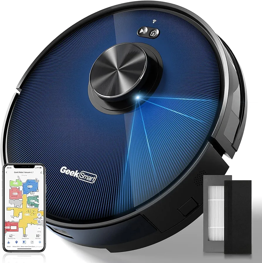 Geek Smart Robot Vacuum Cleaner and Mop L7, LDS Navigation,Wi-Fi Connected APP, Selective Room Cleaning, Carpets and Hard Floors, MAX 2700 PA Suction, 2600mAh, 130mins Runtime