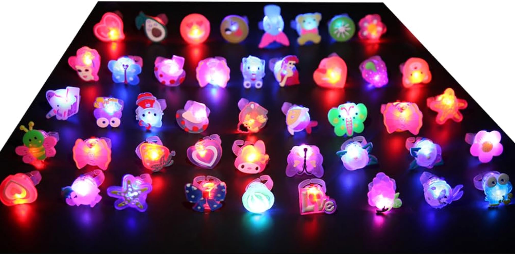 NEEW 25 PCS LED Novelty Ring Toys Colorful Finger Toys Party Favors for Kids Bulk Glow Toys Party Supplies Decorations Classroom Prizes Treasure Box Goodie Bags Stuffers