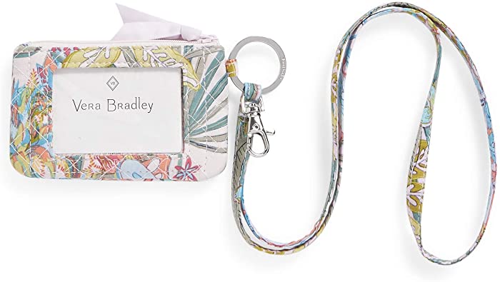 Vera Bradley Women's Cotton Zip Id Case and Lanyard Combo