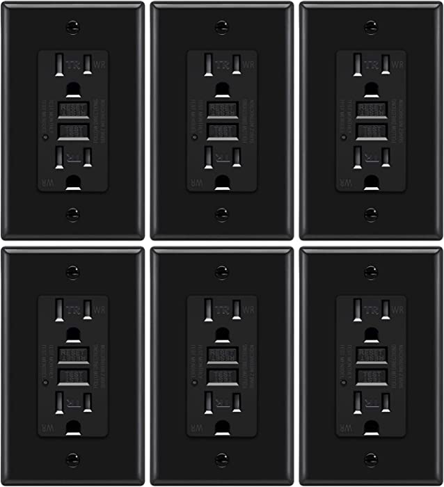 6 Pack - ELECTECK 15A/125V Outdoor GFCI Outlet, Weather Resistant GFI, Tamper Resistant Receptacle, ETL Listed, Black