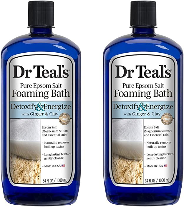 Dr Teal Detox Ginger & Clay Foaming, Bath 34 FL OZ, 2 Pack (Total 68 FL OZ)