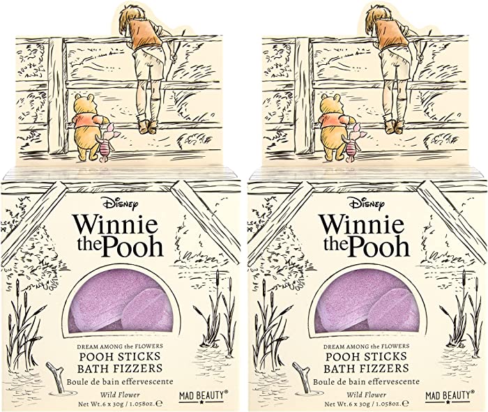 Mad Beauty 2 Count Disney Winnie The Pooh Bath Fizzers Sticks | Pampering Bath Ball Bomb Salts Wildflower Fragrance