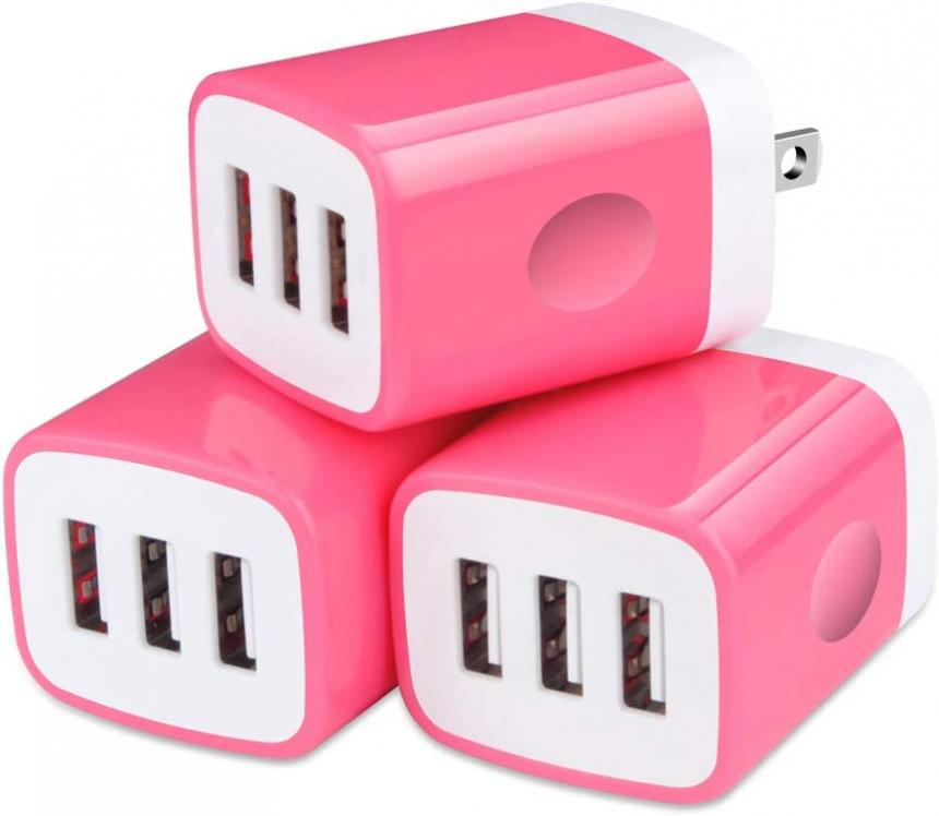 Sicodo Wall Charger Adapter,USB Cubes,3Pack Universal Travel 3.1A 3 Muti Port Plug Charging Block Compatible with iPhone 14,13,12,11,SE,X,Plus,Samsung GalaxyS22,S21,S20 Plus,S10 Edge,HTC,LG,Sony,Nokia