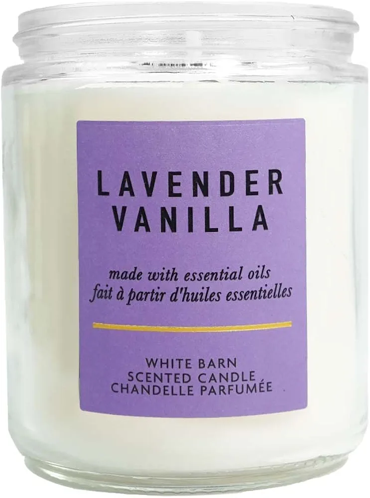 Bath and Body Works Lavender Vanilla Medium One Wick Candle. 7 Oz.