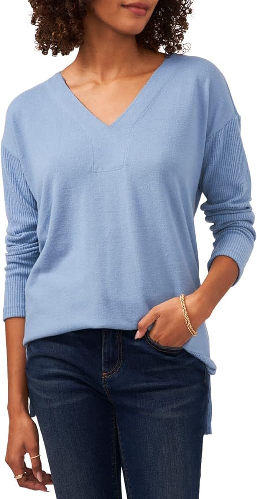 Vince Camuto Women's Long Sleeve Drop Shoulder V-Neck Cozy Tunic