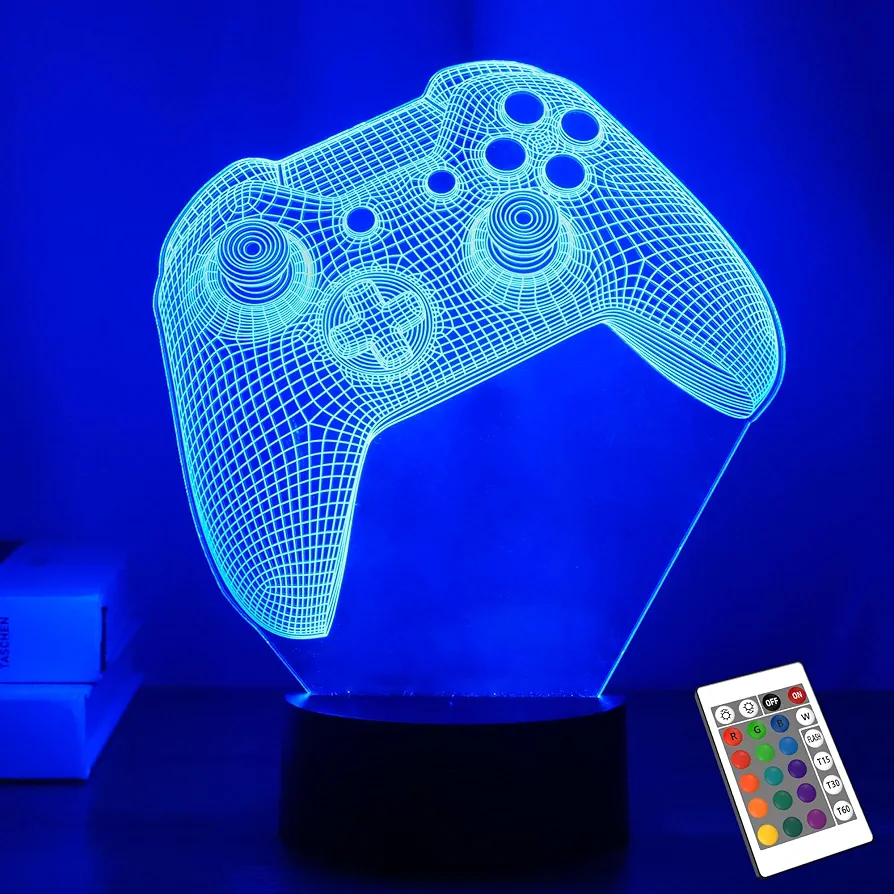 FULLOSUN Gamer Gift, Kids Gaming Night Light, 3D Gamepad Night Lights with Remote Control 16 Colors Changeable Kids Boys Gift Room Lighting Creative Decoration