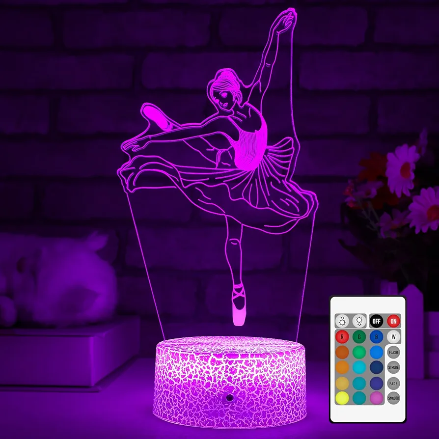 Kids Ballet Gifts,Ballet Girls Light Ballet Dancer 16 Color Changing Nightlight with Touch and Remote Control, Ballet Art Decor Light Birthday Christmas Gifts for Kids Girls Baby