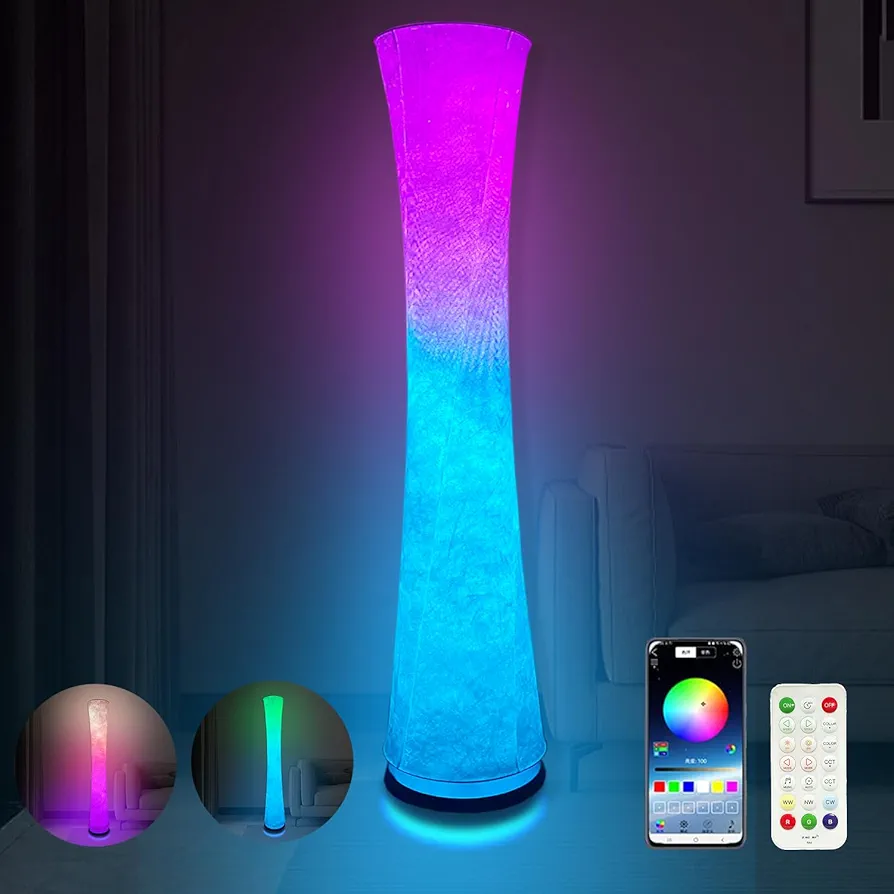 Floor Lamp, floor lamps for living room, floor lamp for bedroom, standing lamp, RGB Color Changing, Music Sync, APP Remote Control, 62'' Standing Lamp for Living Room,see installation video here