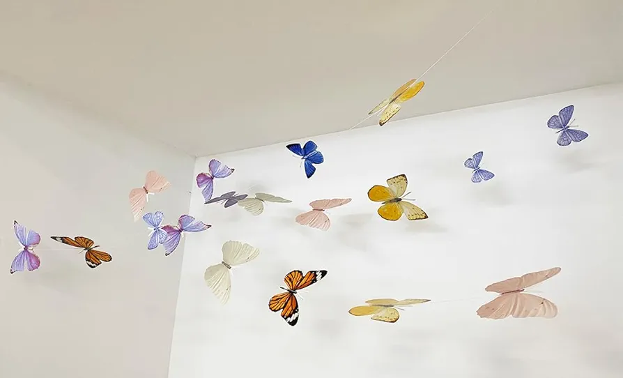 Butterfly Decorations Birthday Party Decorations Butterfly Paper Garland Hanging Decor Banner for Baby Shower Home Ceiling Wedding Nursery Room Decor