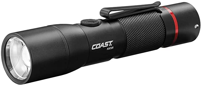 Coast HX5R 345 Lumen Rechargeable LED Flashlight with Slide Focus and CR123 Compatible, Batteries Included