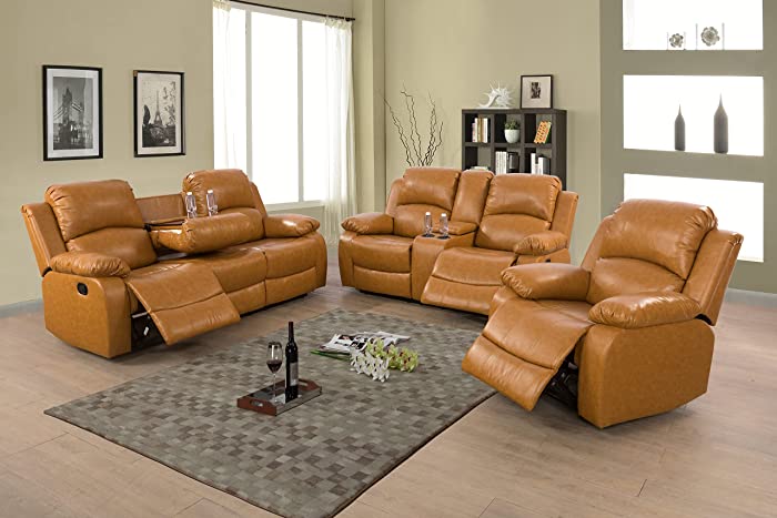 Star Home Living 3 Piece Reclining Living Room Set Sofas, Ginger