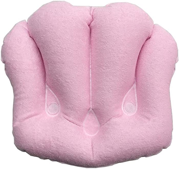 FANCYPUMPKIN Soft Inflatable Spa Neck Support Bath Pillow Bathtub Pillow for Home Travel, Light Pink