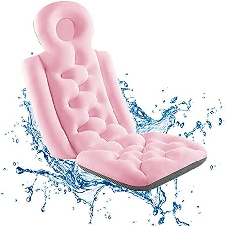 Xue Mei Zi Bath Pillows Ergonomic Bath Pillow Neck and Back Support Comfortable Neck Pillow for Relaxation 3D Air Mesh Technology Bath Pillows with Strong Suction Cups (Color : Pink, Size : Long)