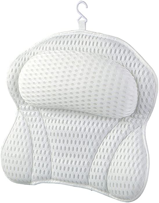 ACTMB Luxurious Bath Pillow for Tub ? Ergonomic Bath Pillow for Neck and Back Support - Breathable Comfort 4D Air Mesh Technology Supports Joints