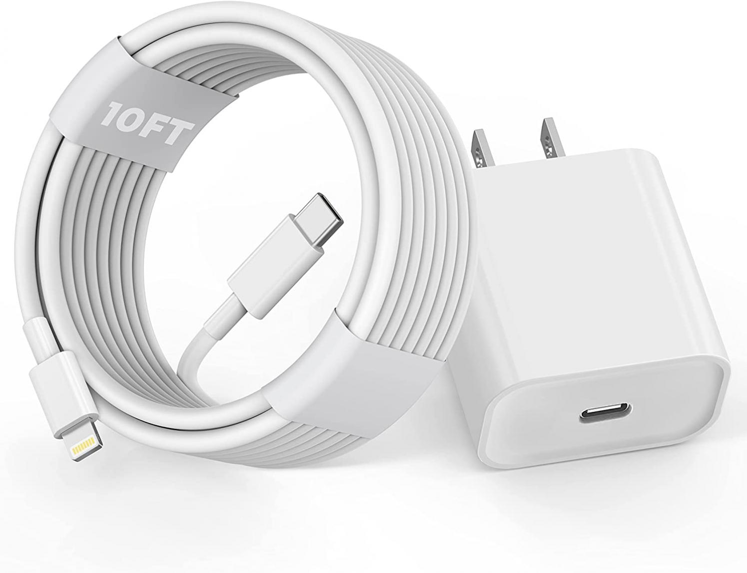 Fast iPhone Charger,10 Foot Extra Long iPhone Fast Charger【Apple MFi Certified】10FT Super Quick Apple Charging 20W USB C Type C Wall Charge Lightning Cable for iPhone 13/13 Pro/Mini/12/11/X/XR/SE/iPad