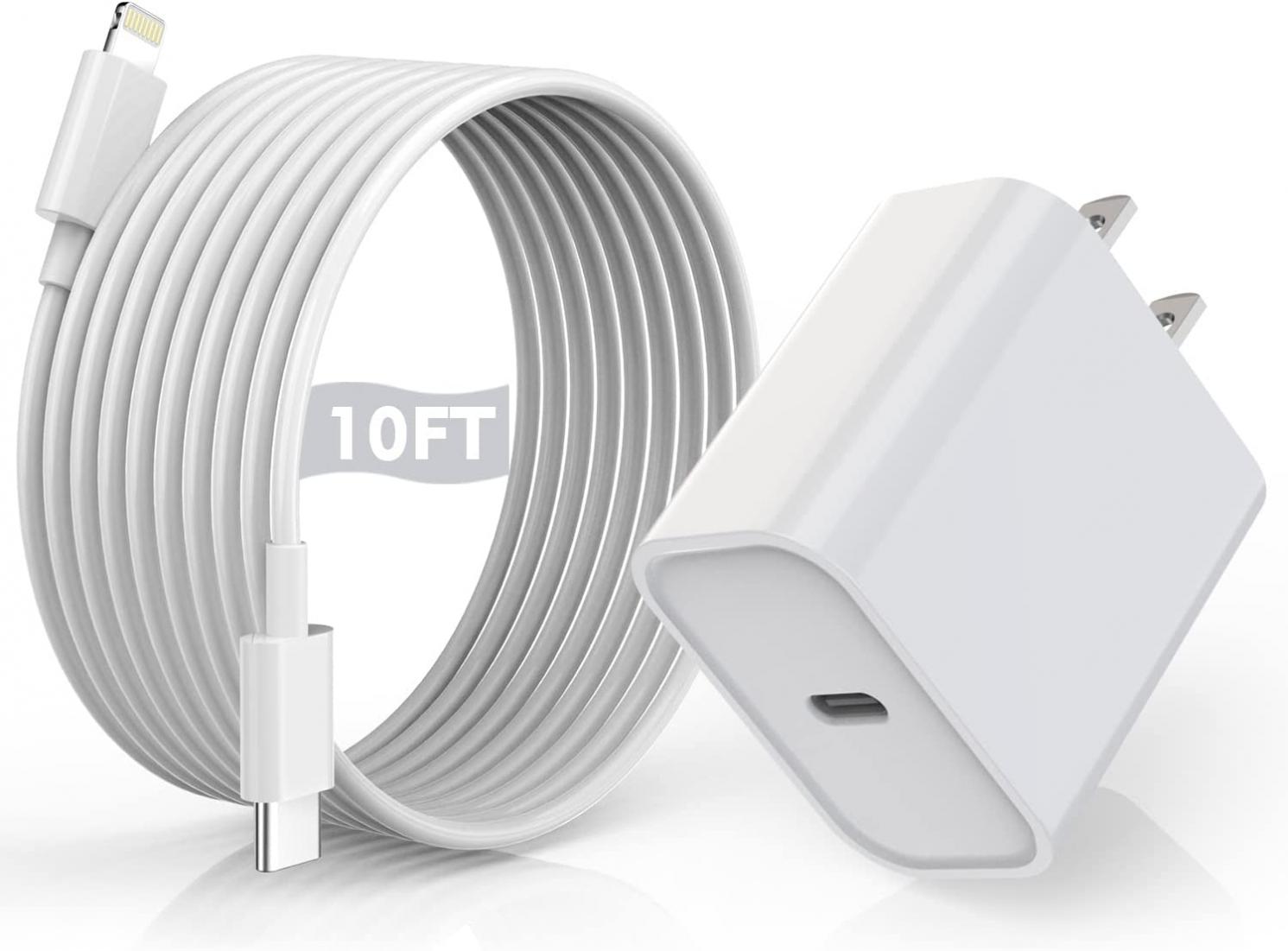 iPhone 14 Charger, 20W PD Super Quick Apple Charger 【Apple MFi Certified】 iPhone Charger Fast Charging Block with 10FT Extra Long USB C to Lightning Cable Compatible with iPhone 14/13/ 12/11/ X Series