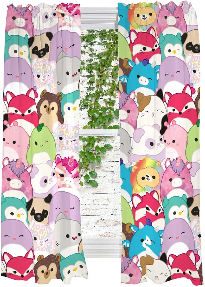 Franco Squishmallows Room Window Curtains Drapes Set, 82 in x 63 in, (Official Licensed Product)