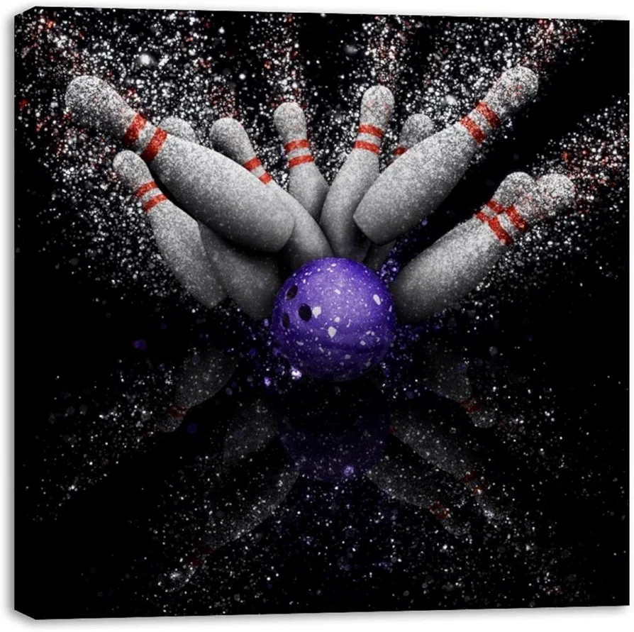 Framed Canvas Wall Art Bowling Ball Oil Painting Artwork Picture Posters Wall Decor for Living Room Bedroom Bathroom Office Home Decoration