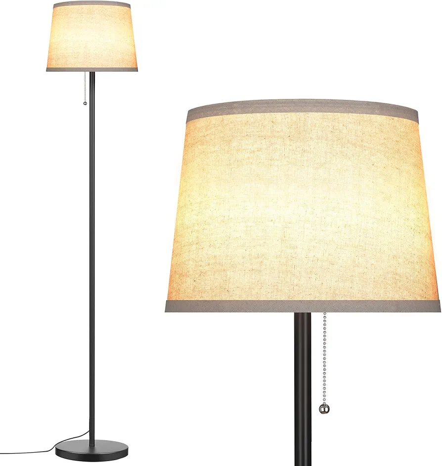 Floor Lamp for Living Room, Modern Standing Lamps with Linen Shade, Simple Design Pole Lamps Tall Floor Lamp for Bedroom, Bulb not Included