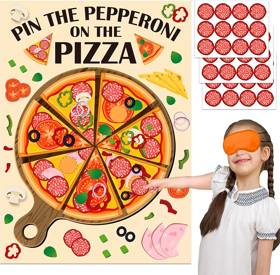 Pizza Party Decorations Pin The Pepperoni on The Pizza Party Game Pin Game for Kids Pizza Themed Birthday Party Games Pizza Party Favors