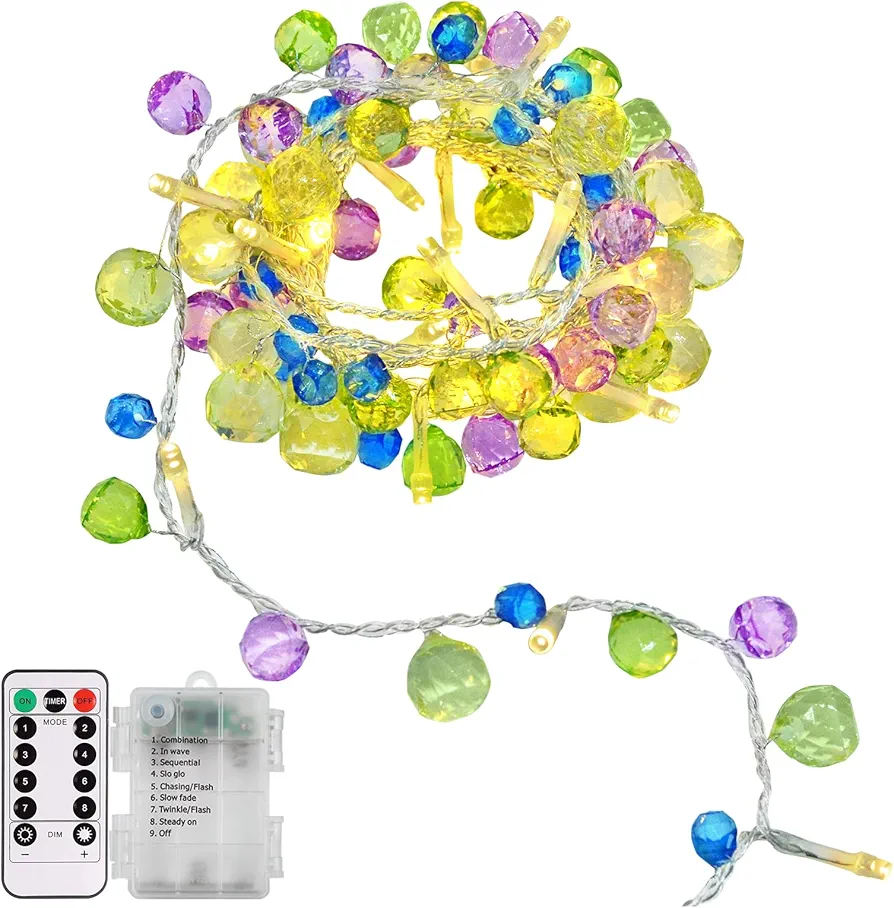 Battery Fairy String Lights 30 LED 9.8Ft Crystal Jewels LED Fairy Lights,Novelty Twinkle Lights Battery Powered with Remote Timer 8 Modes,Deocrative String Lights for Kid's Room Party Gift