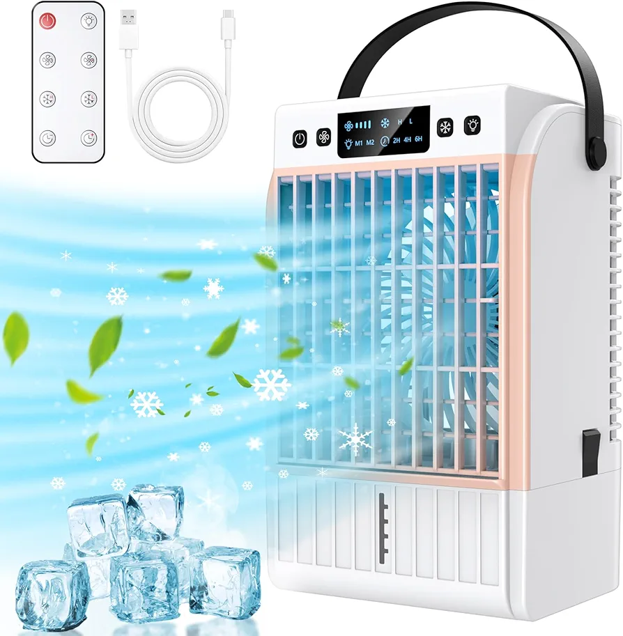 Portable Air Conditioners, Portable AC Unit with Remote Control for Room Bedroom, 4 Wind Speeds 1500 ML Quiet 2 Speeds Humidifier