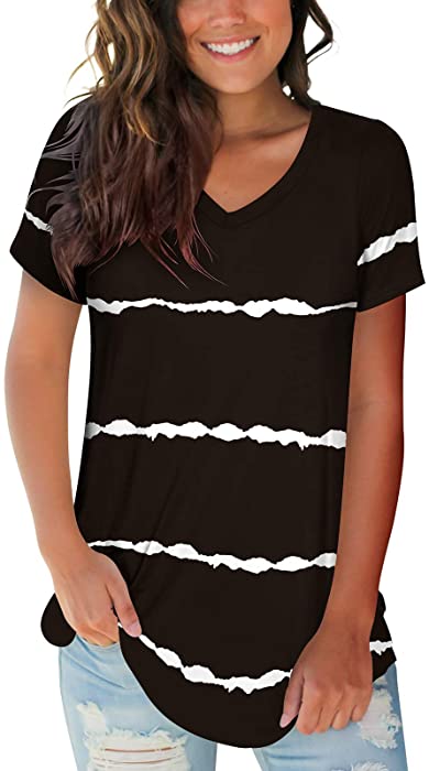 Womens Tops V Neck Tee Casual Short Sleeve and Long Sleeve T Shirts