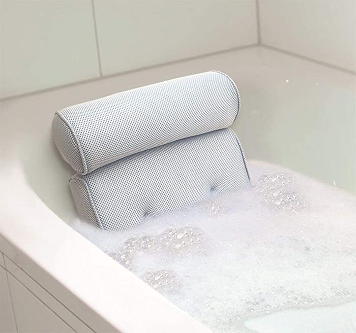 (GG) Soft Bath Tub Pillow for Comfort Neck & Back Open Air Fiber Spa Foam Fill