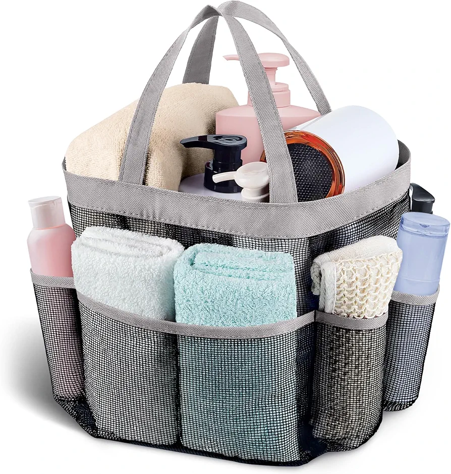 Mesh Shower Caddy Portable, Quick Dry Hanging Shower Tote Bag for College Dorm Room Essentials, Large Capacity Shower Caddy Dorm for Bathroom Gym Swimming