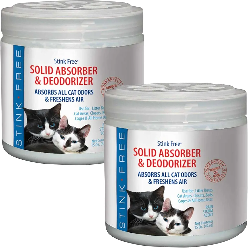 Cat Solid Deodorizer, Air Freshener and Absorb Bad Odors. Room Purifier, Bathroom, Bedroom, Odor Eliminator Rainstorm Scent (15 oz) 2 pack